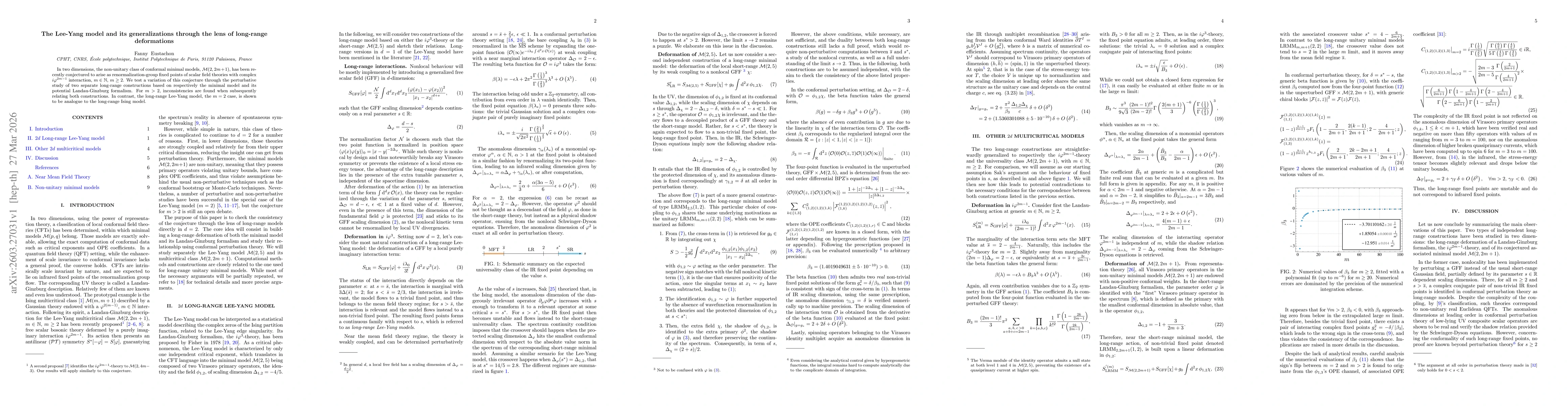Thumbnail for The Lee-Yang model and its generalizations through the lens of long-range deformations