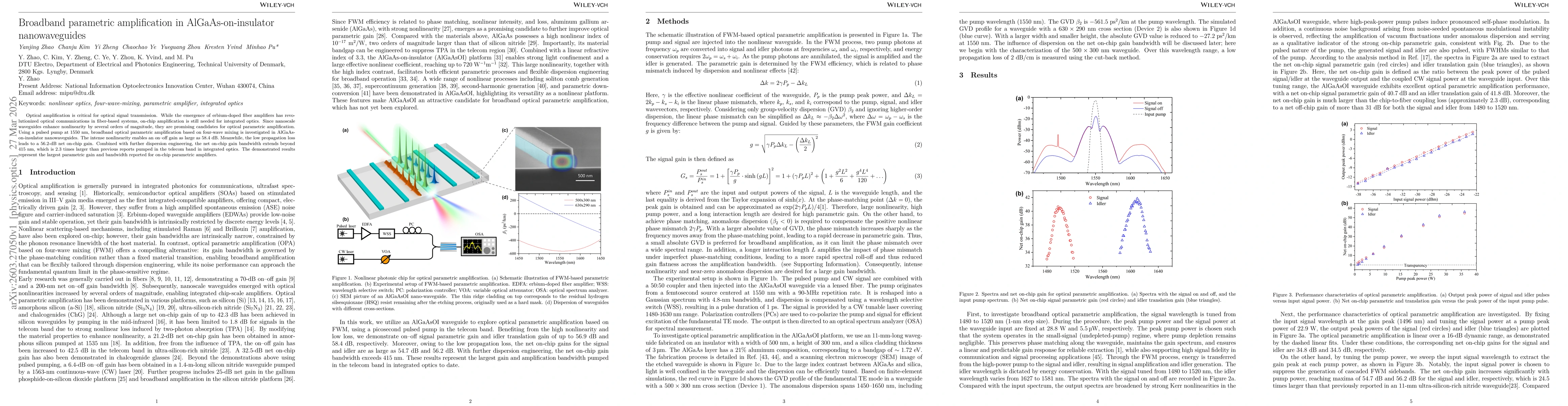 Thumbnail for Broadband parametric amplification in AlGaAs-on-insulator nanowaveguides
