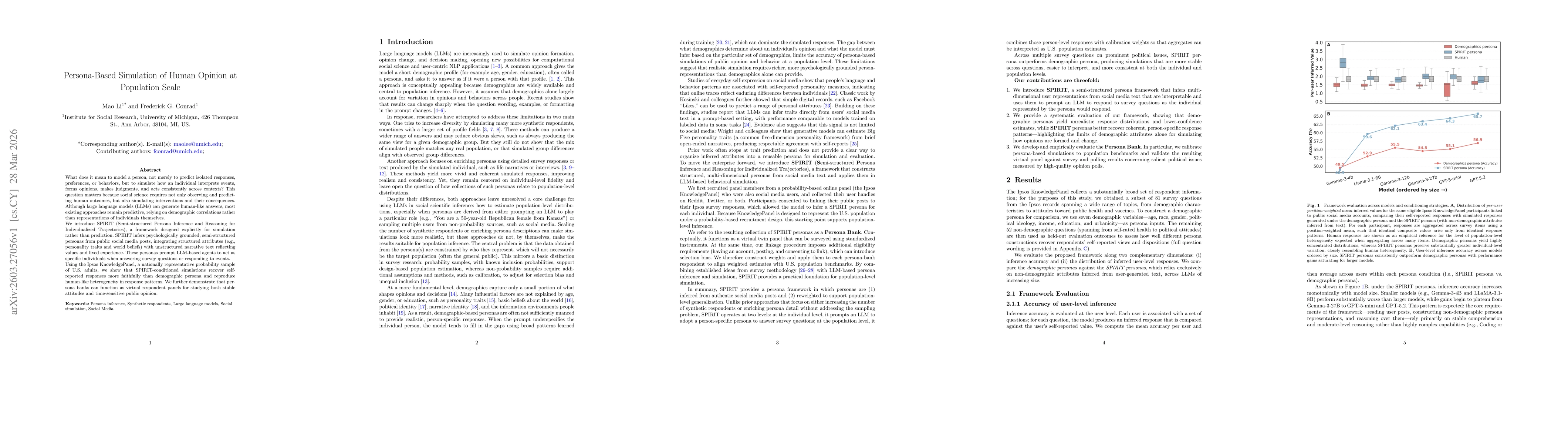 Thumbnail for Persona-Based Simulation of Human Opinion at Population Scale