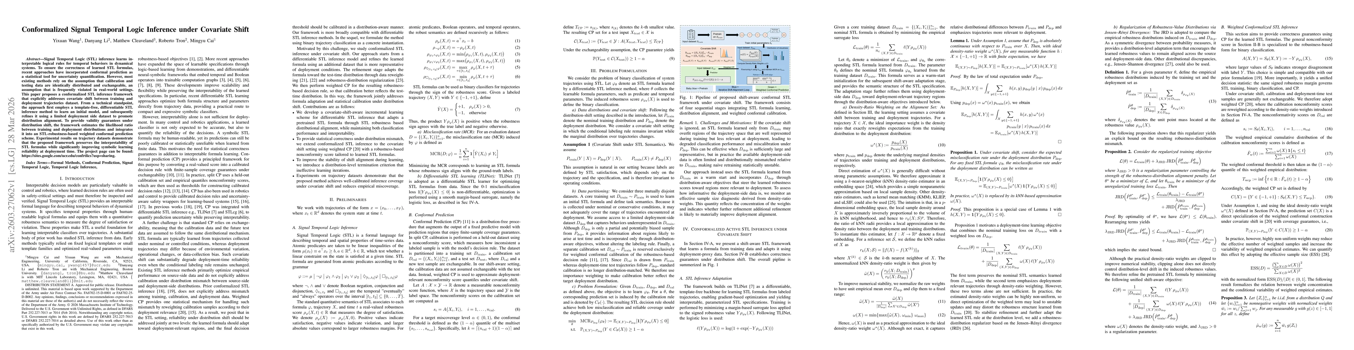 Thumbnail for Conformalized Signal Temporal Logic Inference under Covariate Shift