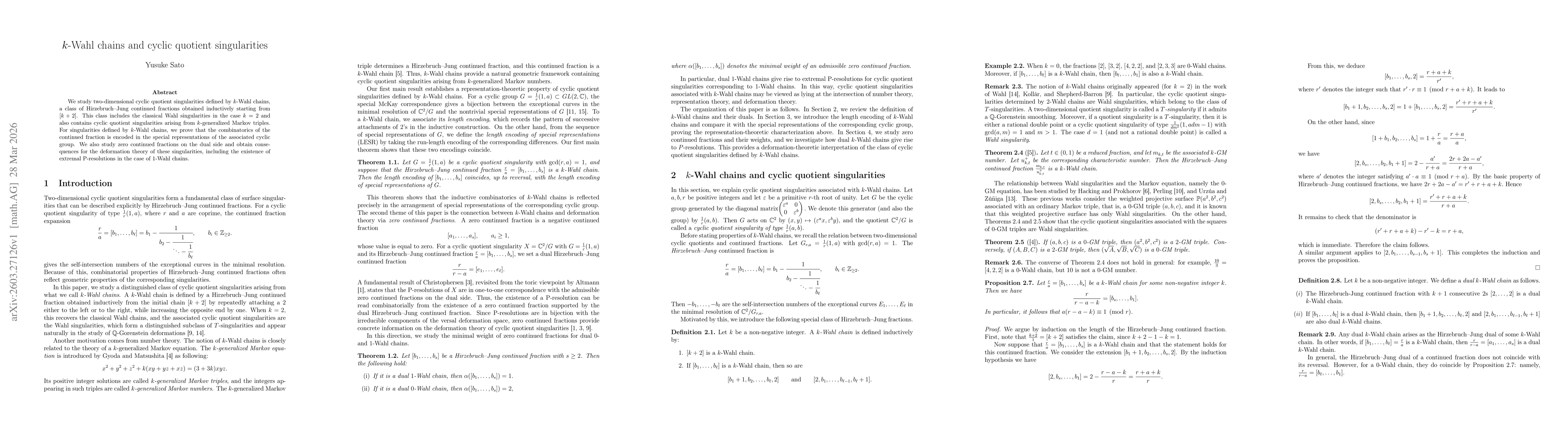 Thumbnail for k-Wahl chains and cyclic quotient singularities