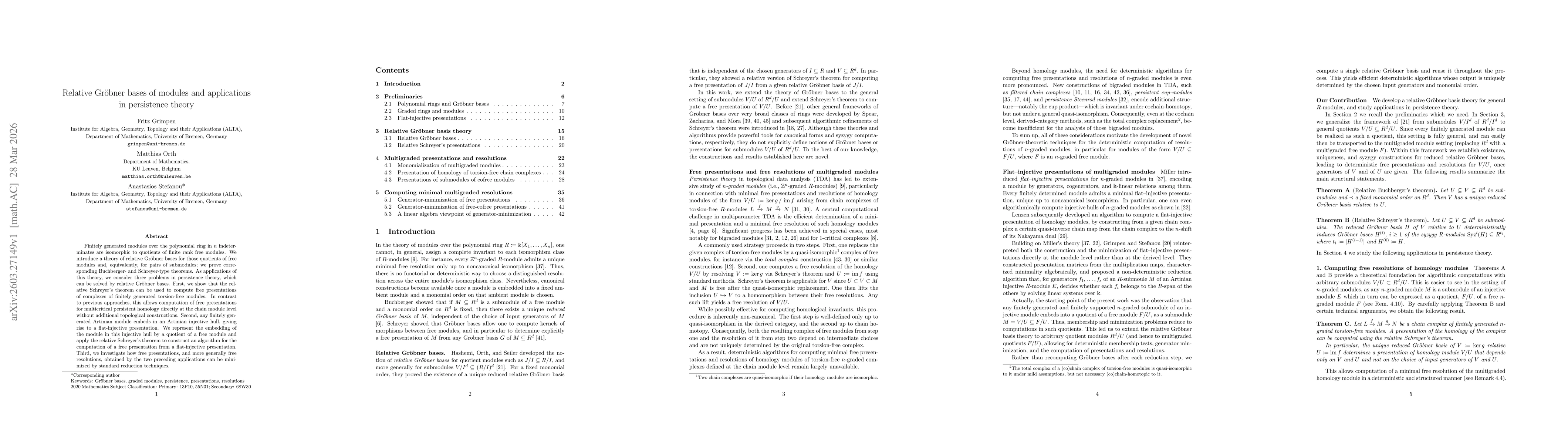 Thumbnail for Relative Gröbner bases of modules and applications in persistence theory