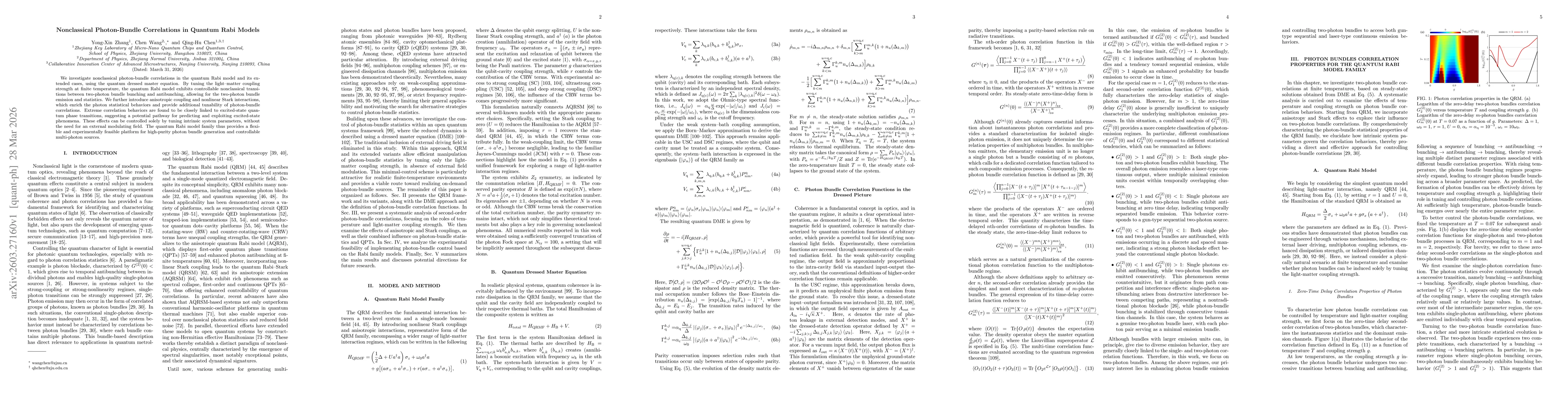 Thumbnail for Nonclassical Photon-Bundle Correlations in Quantum Rabi Models