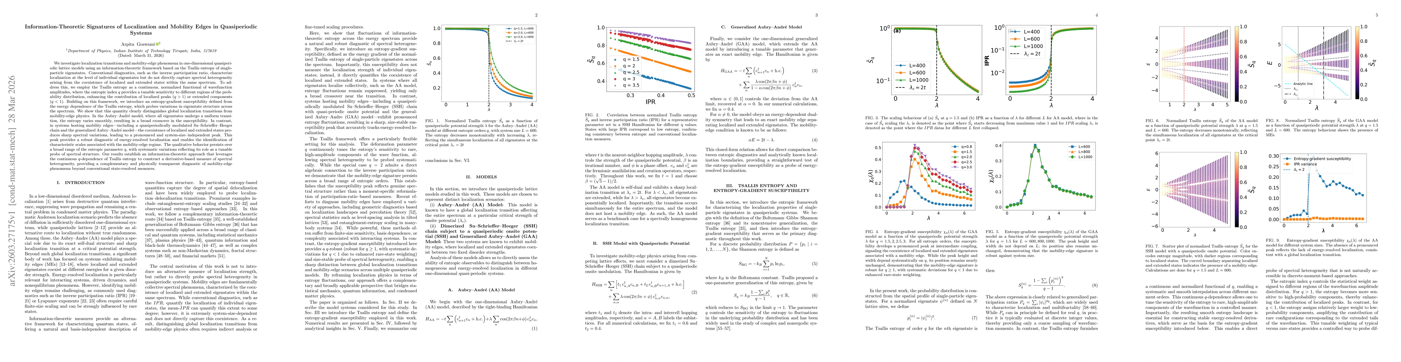 Thumbnail for Information Theoretic Signatures of Localization and Mobility Edges in Quasiperiodic Systems