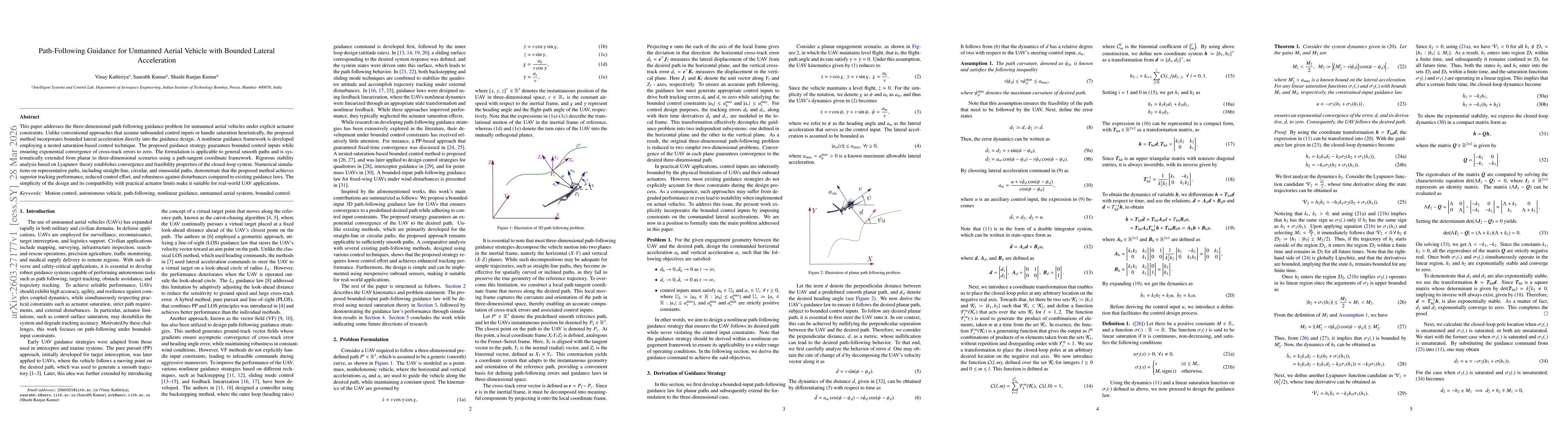 Thumbnail for Path-Following Guidance for Unmanned Aerial Vehicle with Bounded Lateral Acceleration