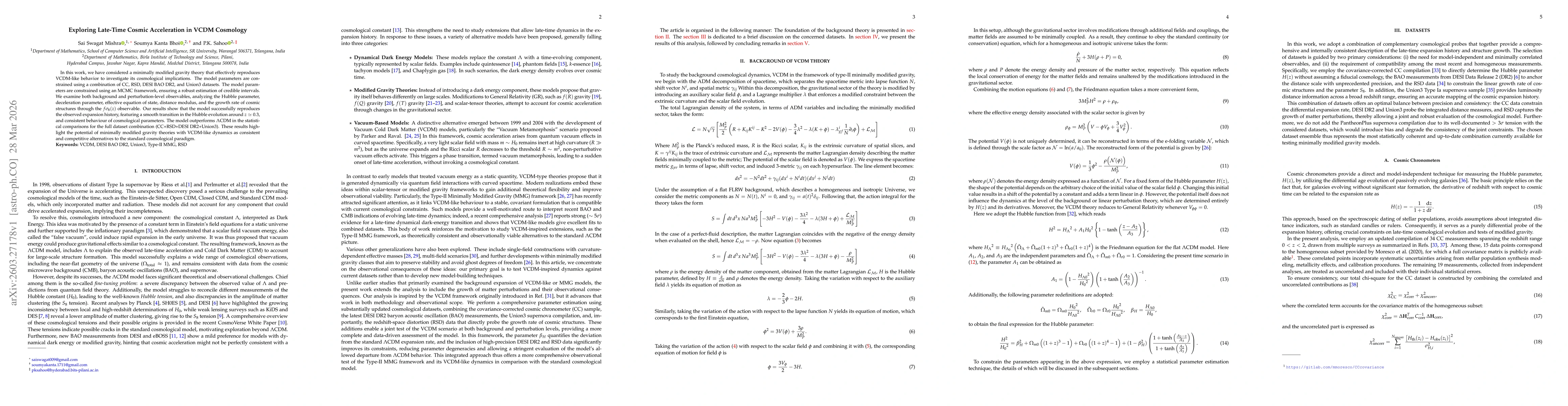 Thumbnail for Exploring Late-Time Cosmic Acceleration in VCDM Cosmology