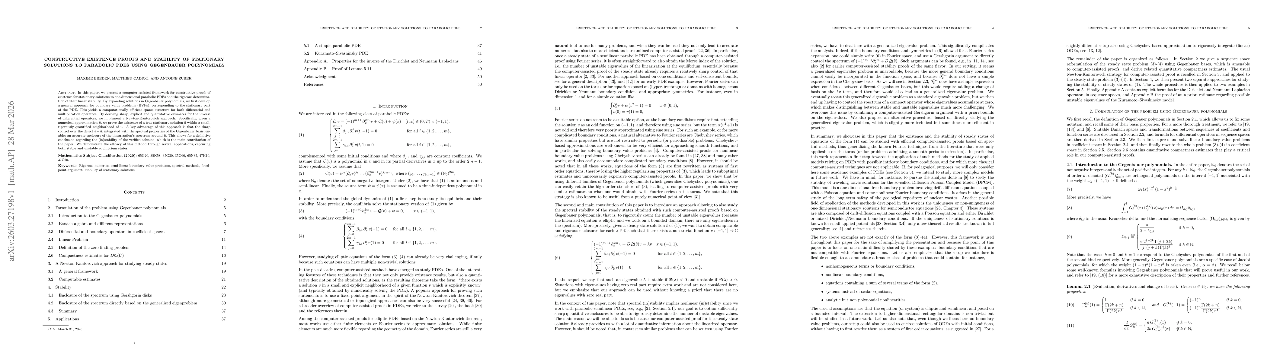 Thumbnail for Constructive existence proofs and stability of stationary solutions to parabolic PDEs using Gegenbauer polynomials