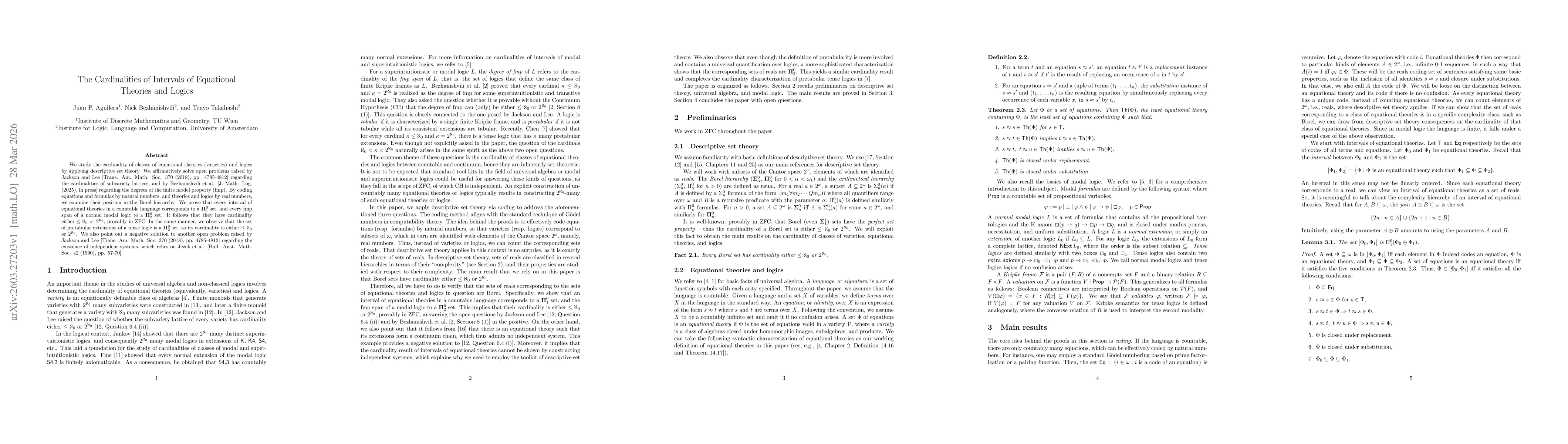 Thumbnail for The Cardinalities of Intervals of Equational Theories and Logics