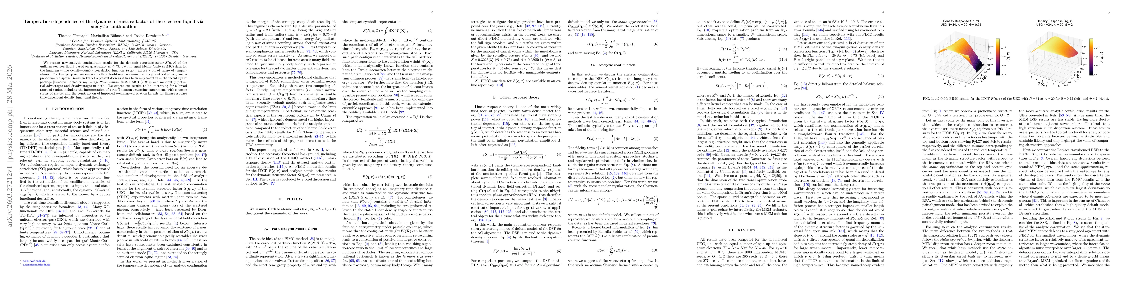 Thumbnail for Temperature dependence of the dynamic structure factor of the electron liquid via analytic continuation