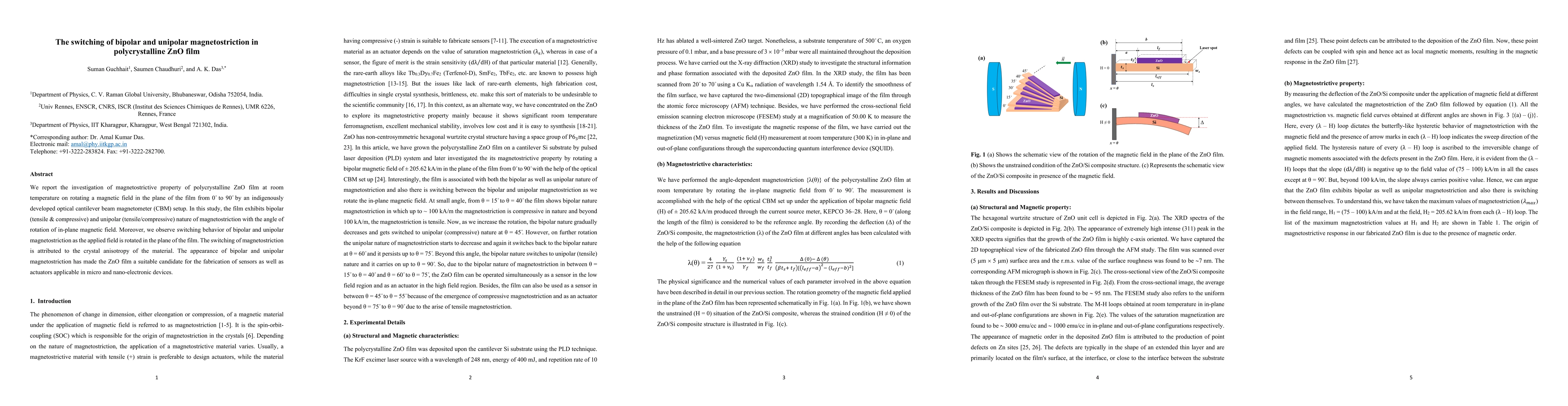 Thumbnail for The switching of bipolar and unipolar magnetostriction in polycrystalline ZnO film