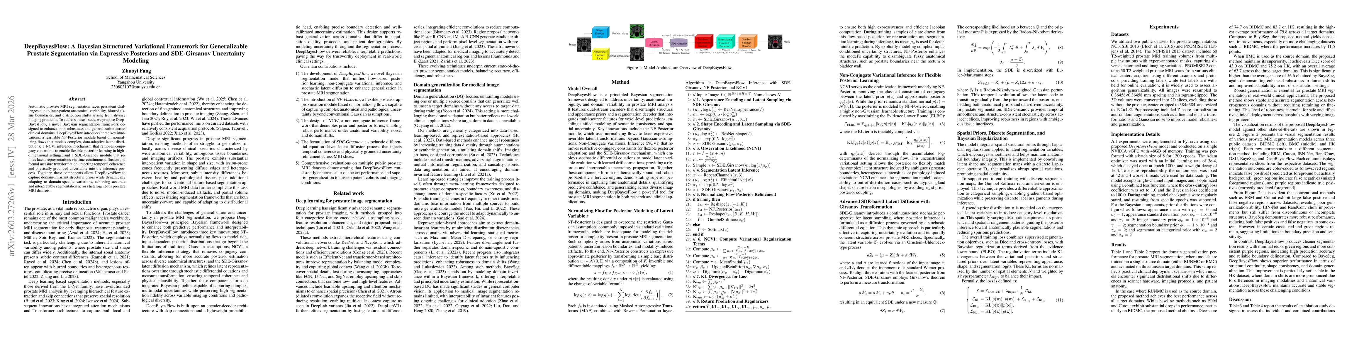 Thumbnail for DeepBayesFlow: A Bayesian Structured Variational Framework for Generalizable Prostate Segmentation via Expressive Posteriors and SDE-Girsanov Uncertainty Modeling