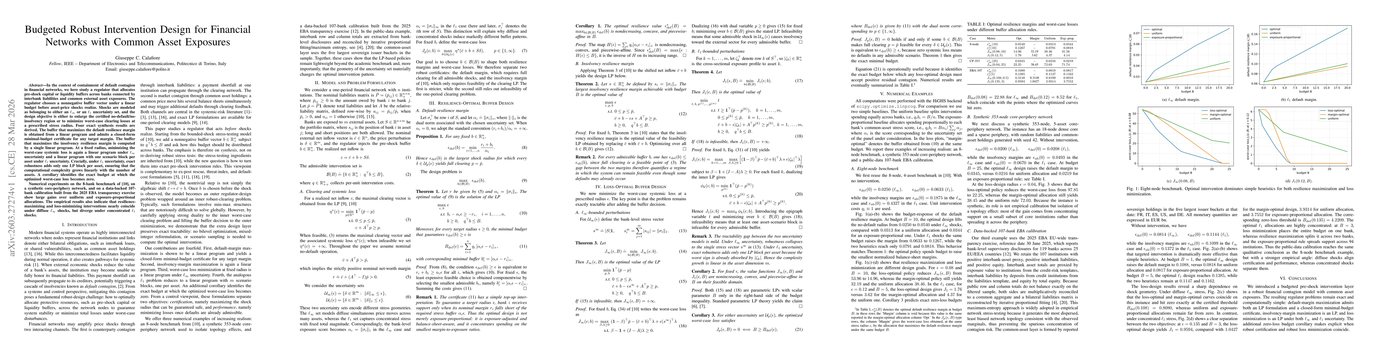 Thumbnail for Budgeted Robust Intervention Design for Financial Networks with Common Asset Exposures