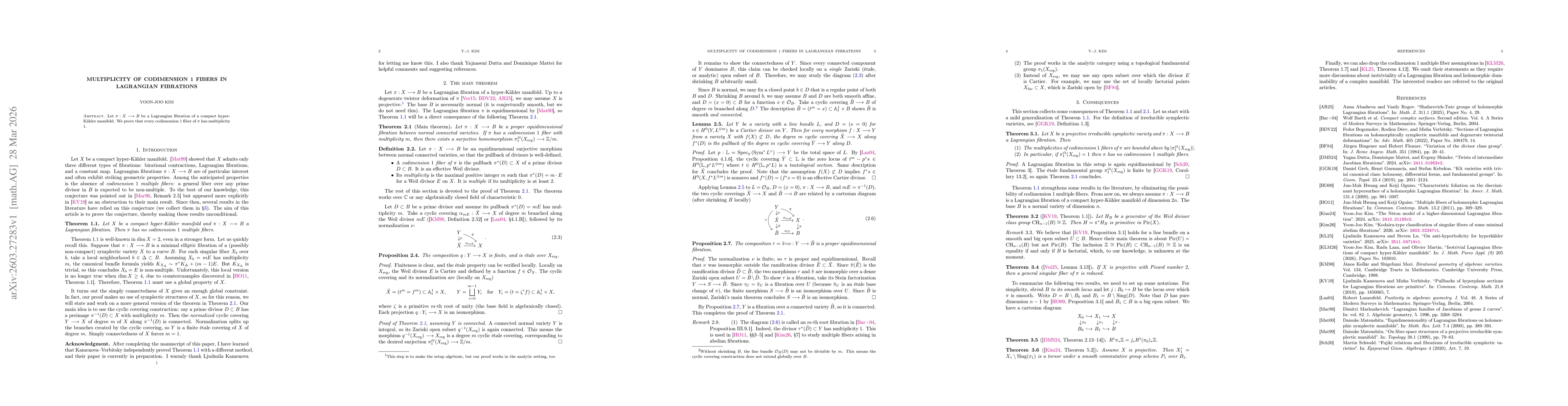 Thumbnail for Multiplicity of codimension 1 fibers in Lagrangian fibrations