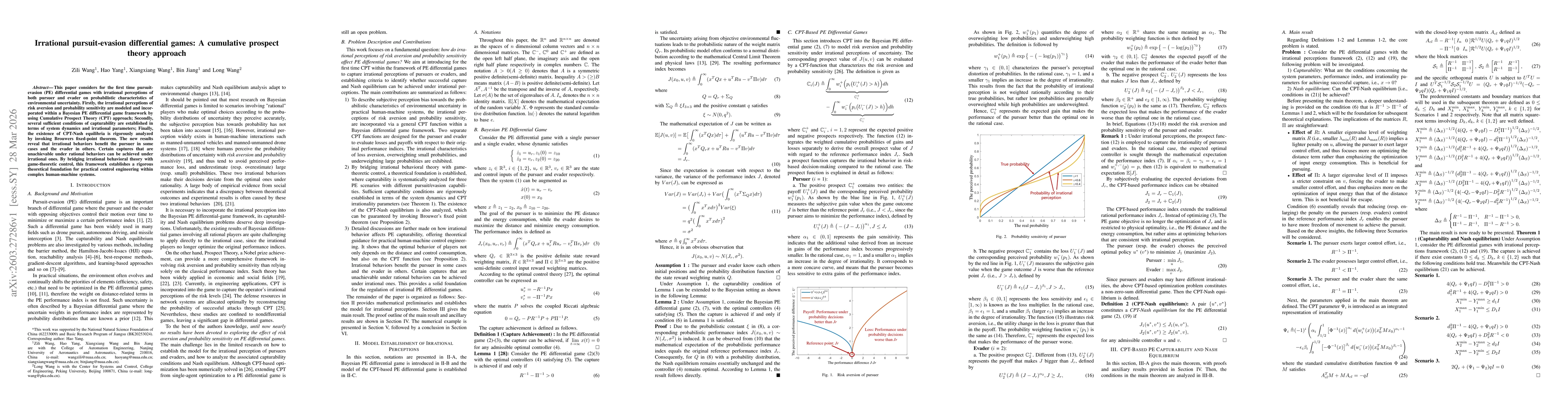 Thumbnail for Irrational pursuit-evasion differential games: A cumulative prospect theory approach