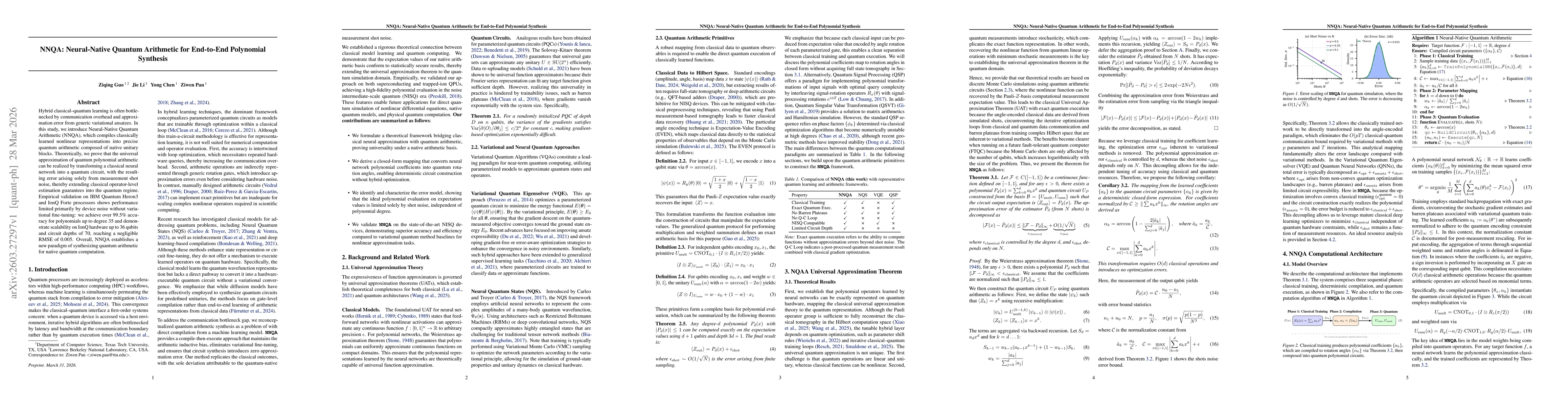 Thumbnail for NNQA: Neural-Native Quantum Arithmetic for End-to-End Polynomial Synthesis