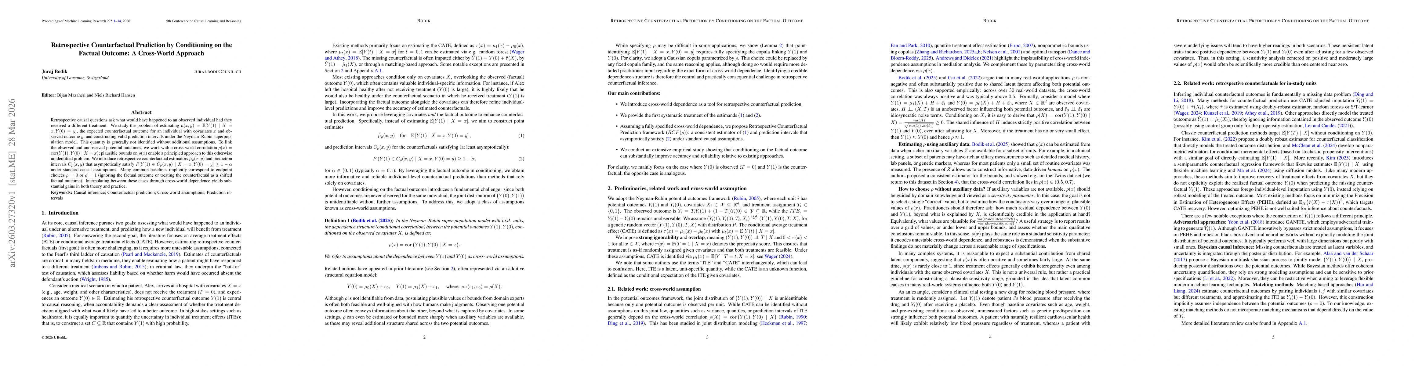 Thumbnail for Retrospective Counterfactual Prediction by Conditioning on the Factual Outcome: A Cross-World Approach