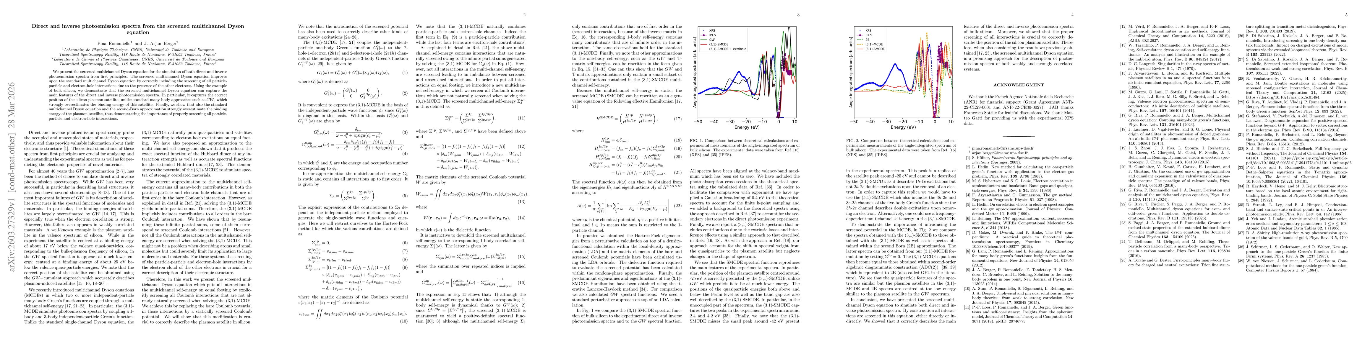 Thumbnail for Direct and inverse photoemission spectra from the screened multichannel Dyson equation