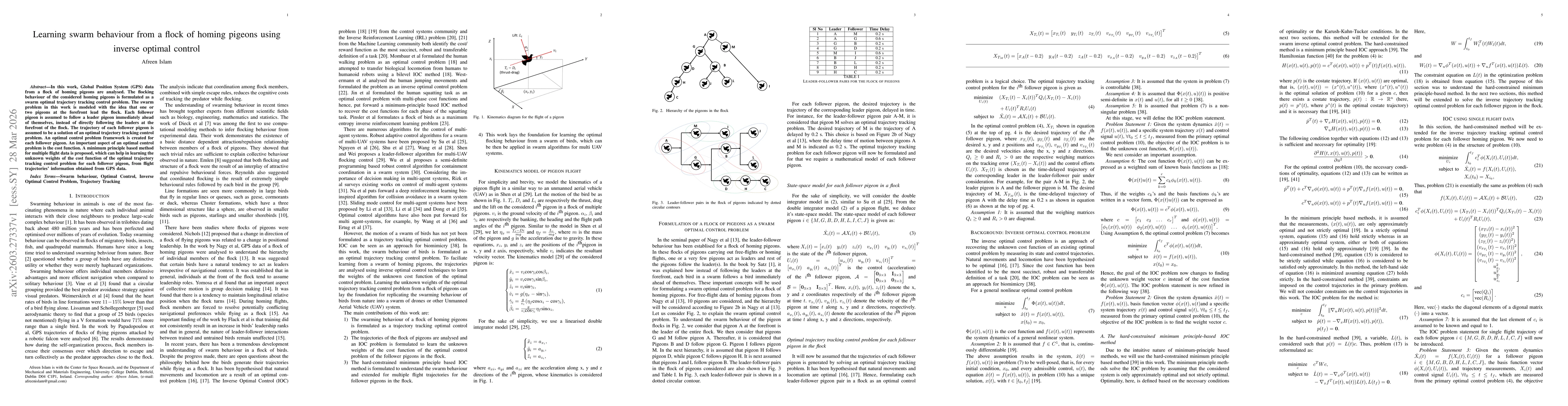 Thumbnail for Learning swarm behaviour from a flock of homing pigeons using inverse optimal control