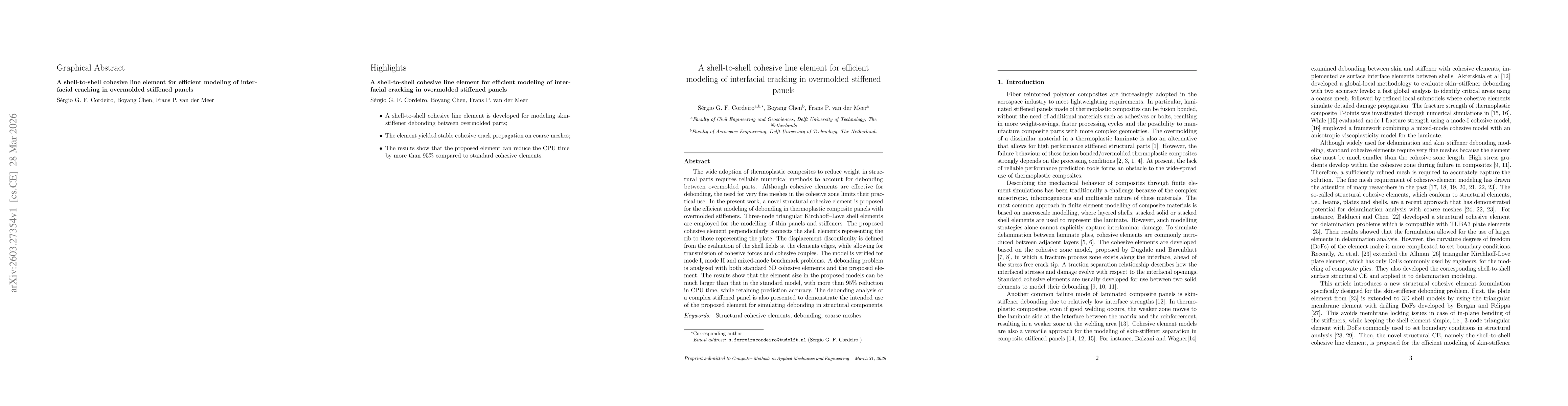 Thumbnail for A Shell-to-Shell Cohesive Line Element for Efficient Modeling of Interfacial Cracking in Overmolded Stiffened Panels