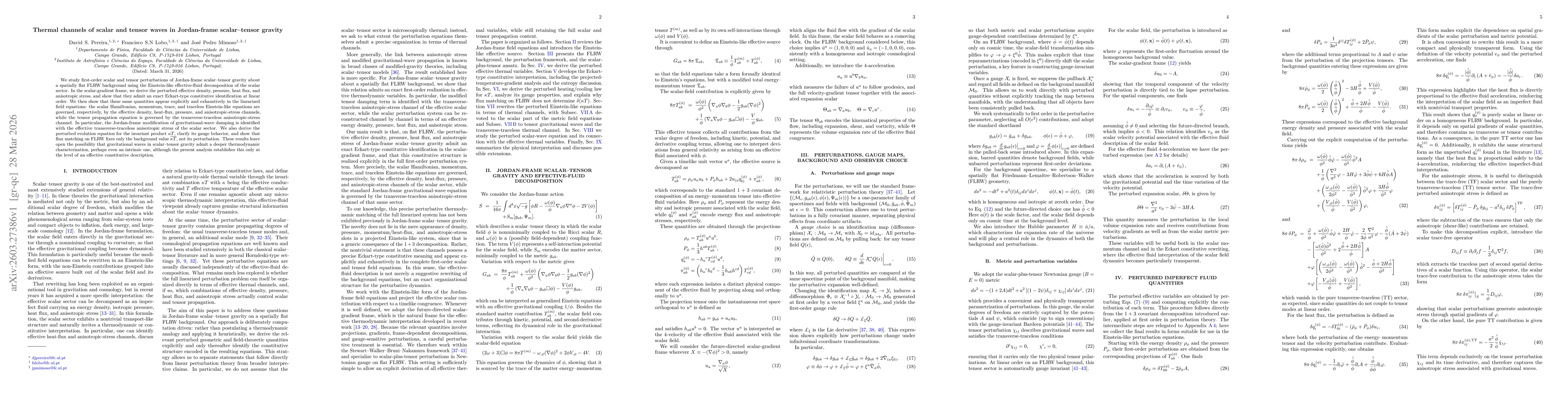 Thumbnail for Thermal channels of scalar and tensor waves in Jordan-frame scalar--tensor gravity