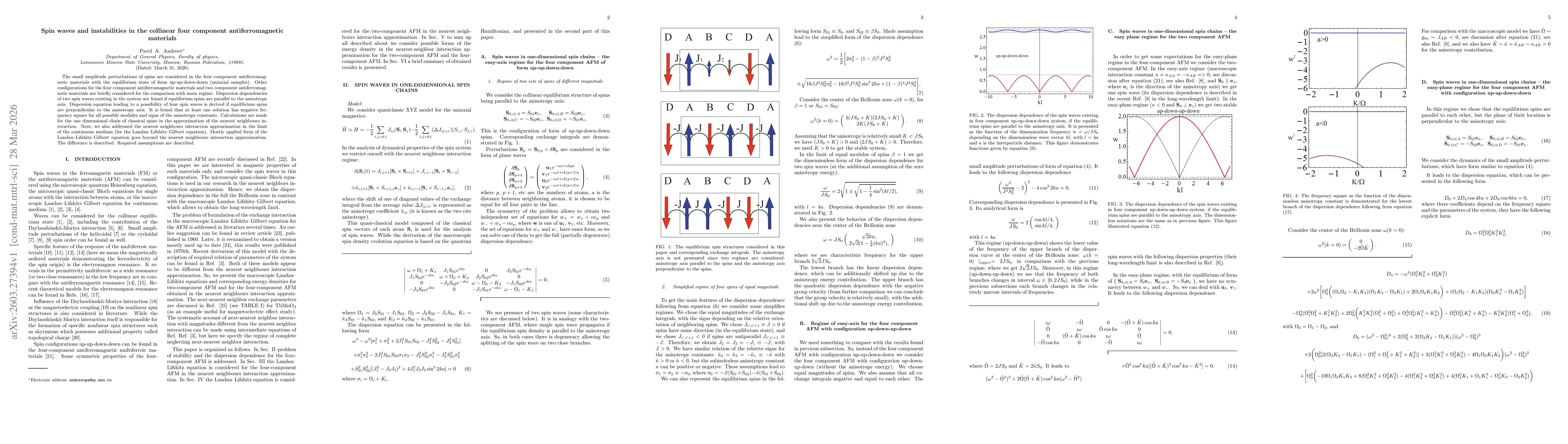 Thumbnail for Spin waves and instabilities in the collinear four component antiferromagnetic materials
