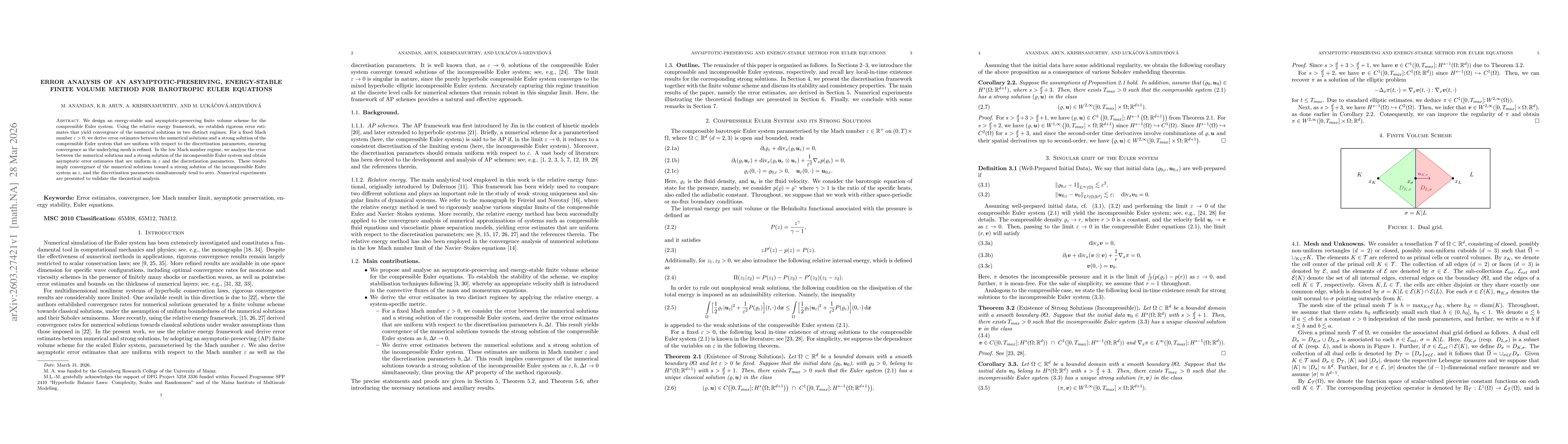 Thumbnail for Error analysis of an asymptotic-preserving, energy-stable finite volume method for barotropic Euler equations