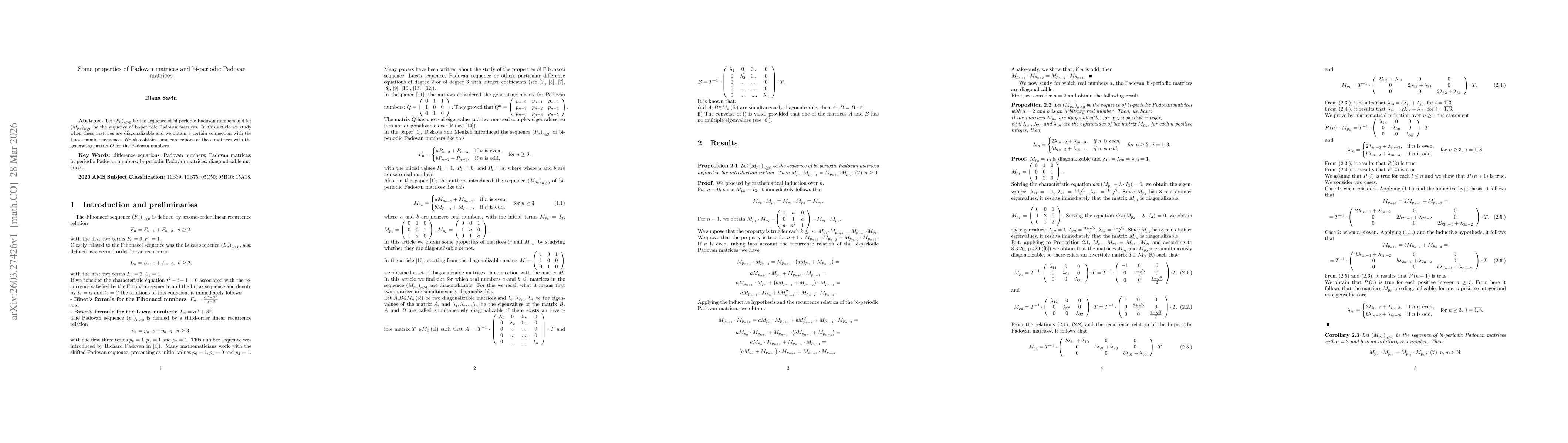 Thumbnail for Some properties of Padovan matrices and bi-periodic Padovan matrices
