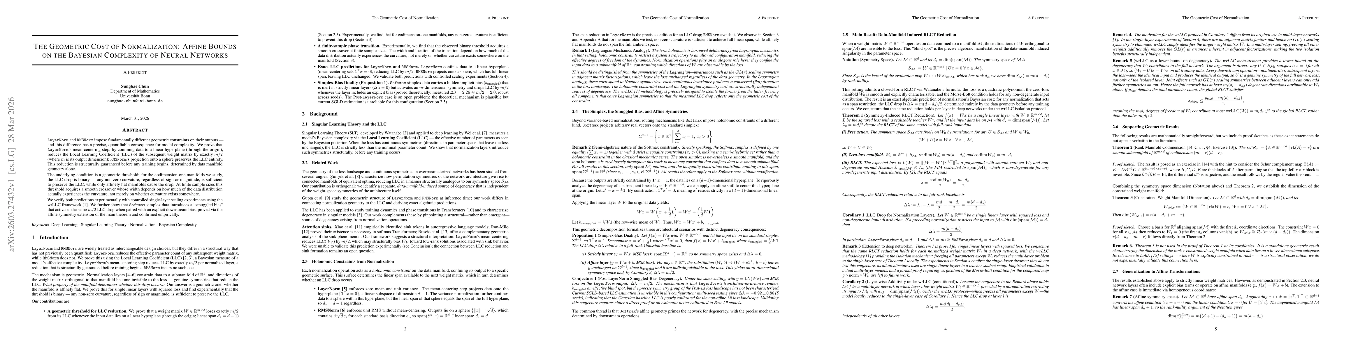 Thumbnail for The Geometric Cost of Normalization: Affine Bounds on the Bayesian Complexity of Neural Networks