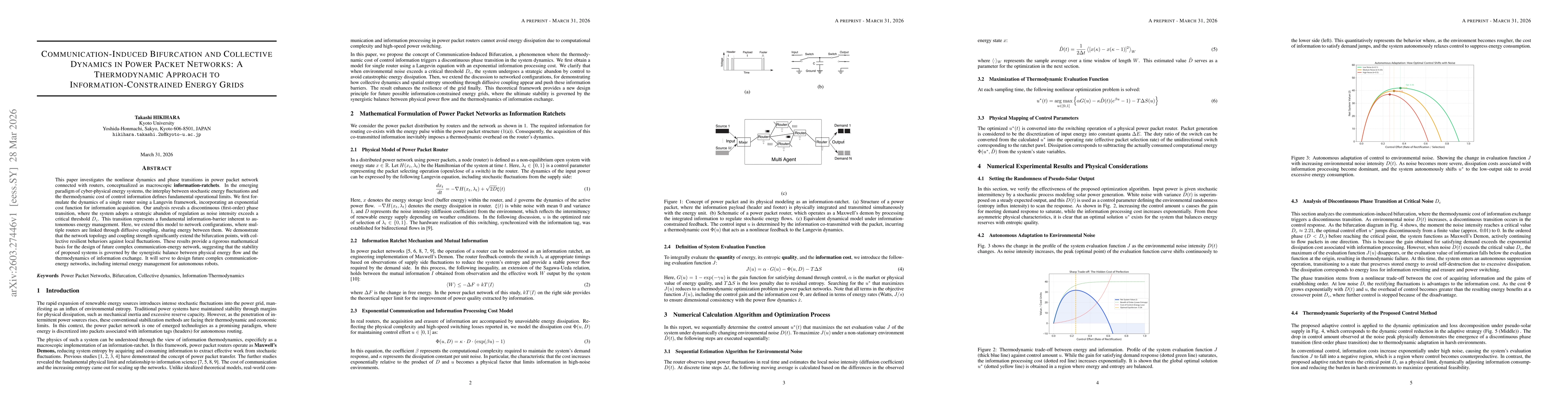 Thumbnail for Communication-Induced Bifurcation and Collective Dynamics in Power Packet Networks: A Thermodynamic Approach to Information-Constrained Energy Grids