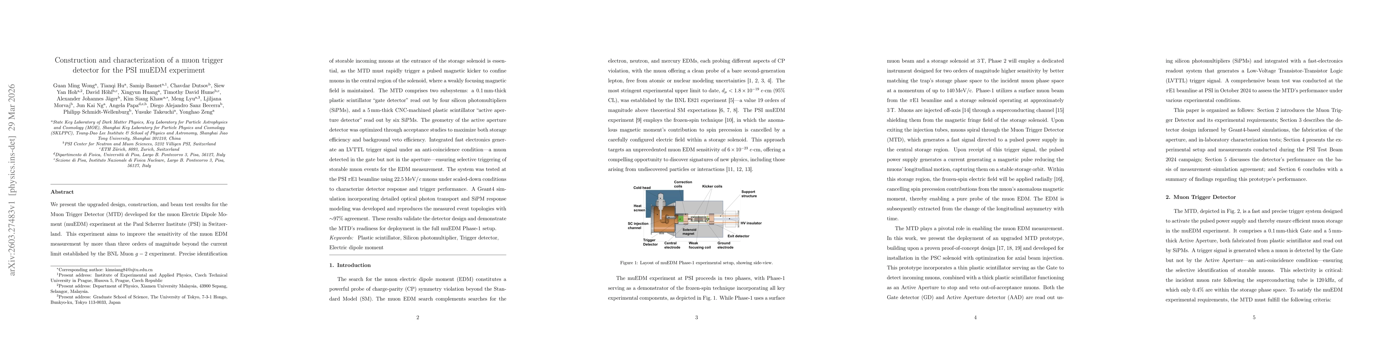 Thumbnail for Construction and characterization of a muon trigger detector for the PSI muEDM experiment