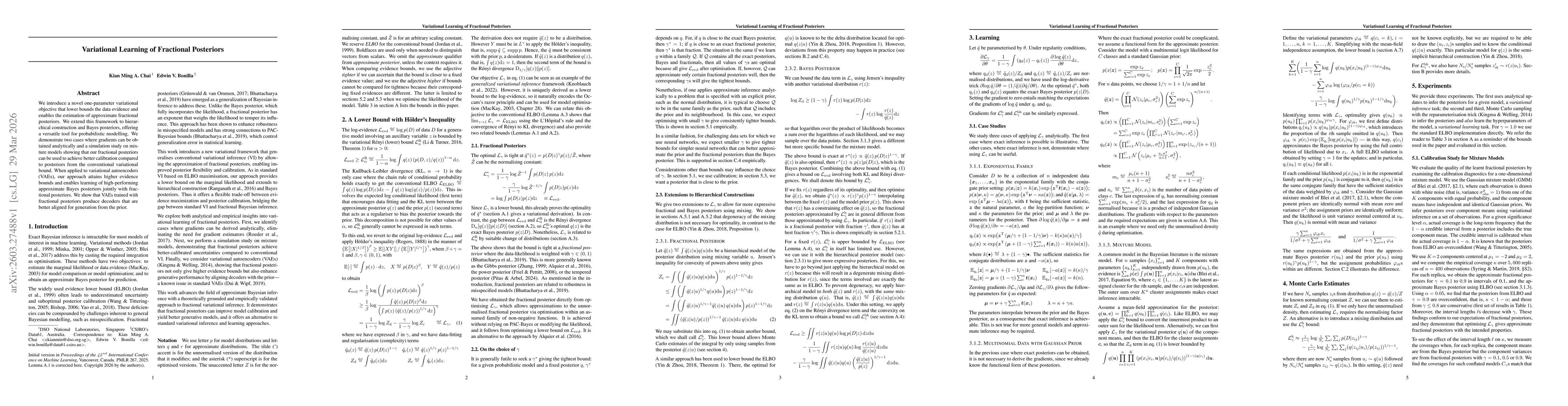 Thumbnail for Variational Learning of Fractional Posteriors