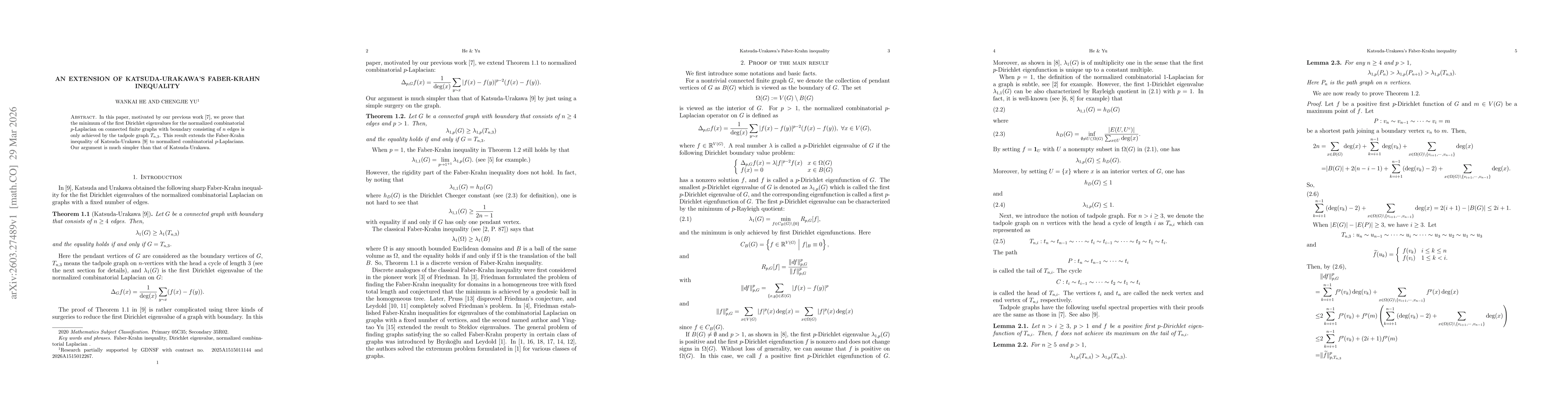 Thumbnail for An extension of Katsuda-Urakawa's Faber-Krahn inequality