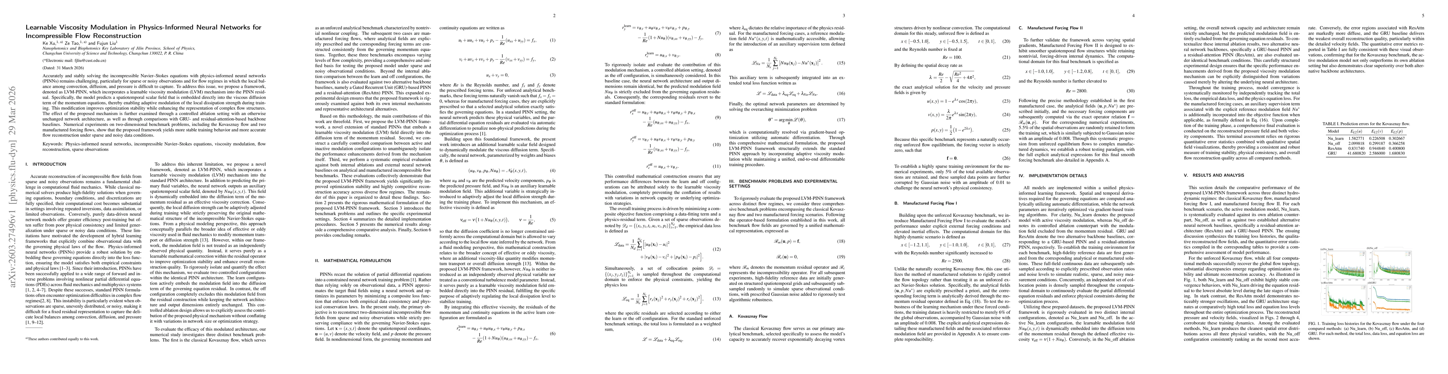 Thumbnail for Learnable Viscosity Modulation in Physics-Informed Neural Networks for Incompressible Flow Reconstruction
