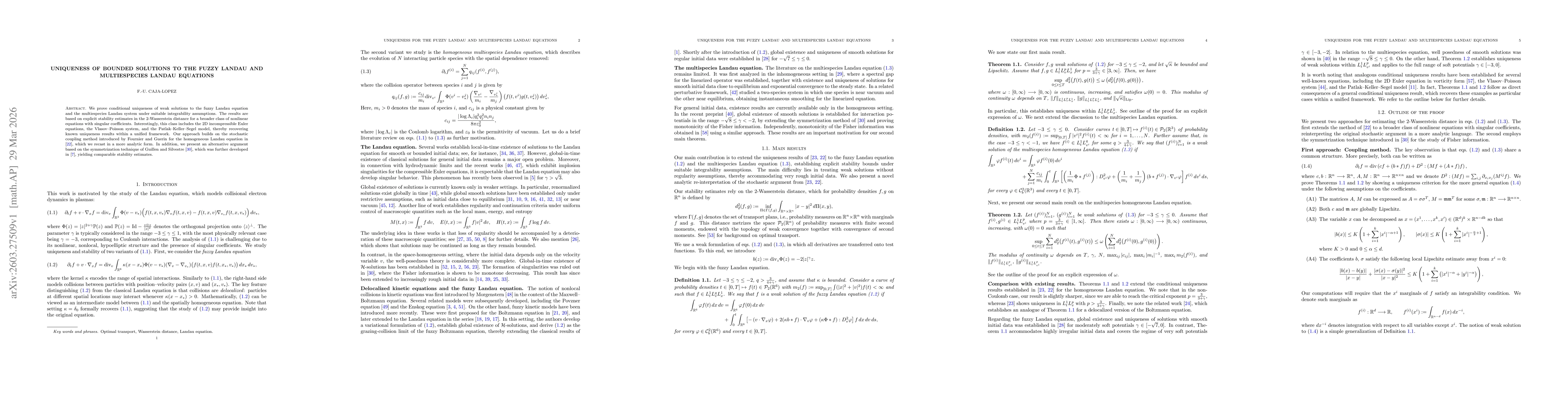 Thumbnail for Uniqueness of bounded solutions to the fuzzy Landau and multiespecies Landau equations