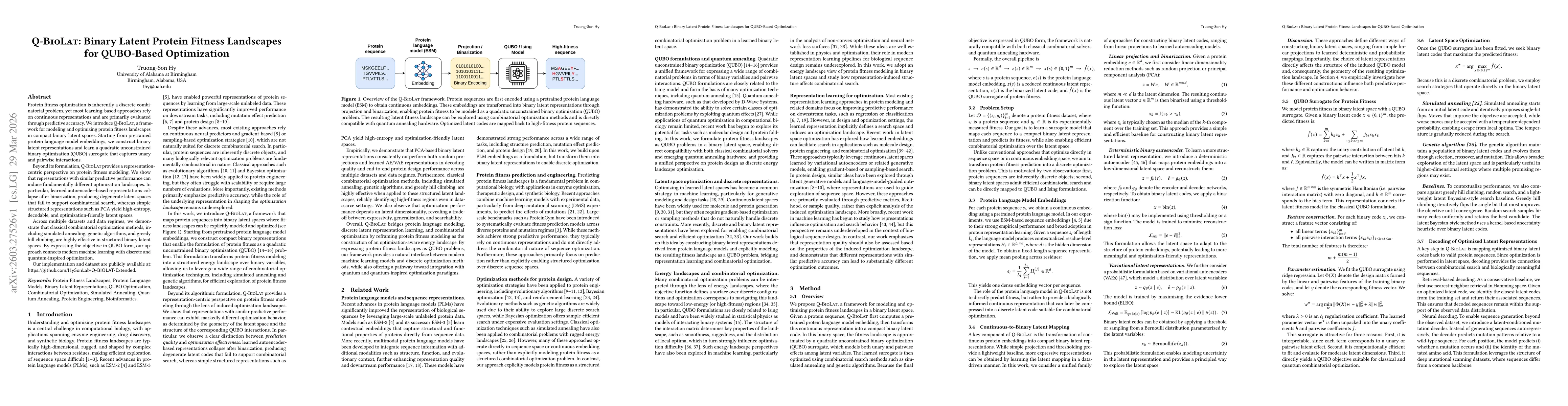 Thumbnail for Q-BIOLAT: Binary Latent Protein Fitness Landscapes for QUBO-Based Optimization