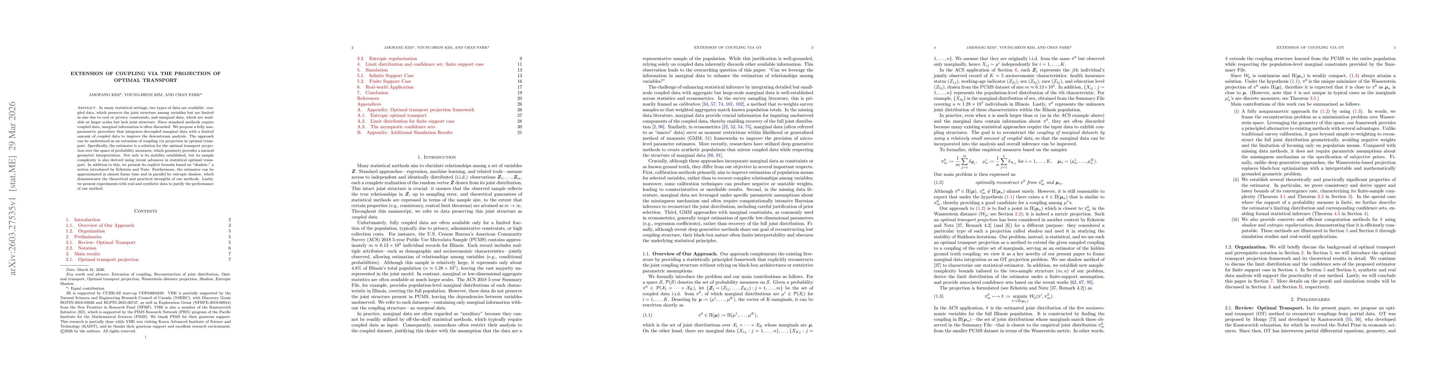 Thumbnail for Extension of coupling via the Projection of Optimal Transport