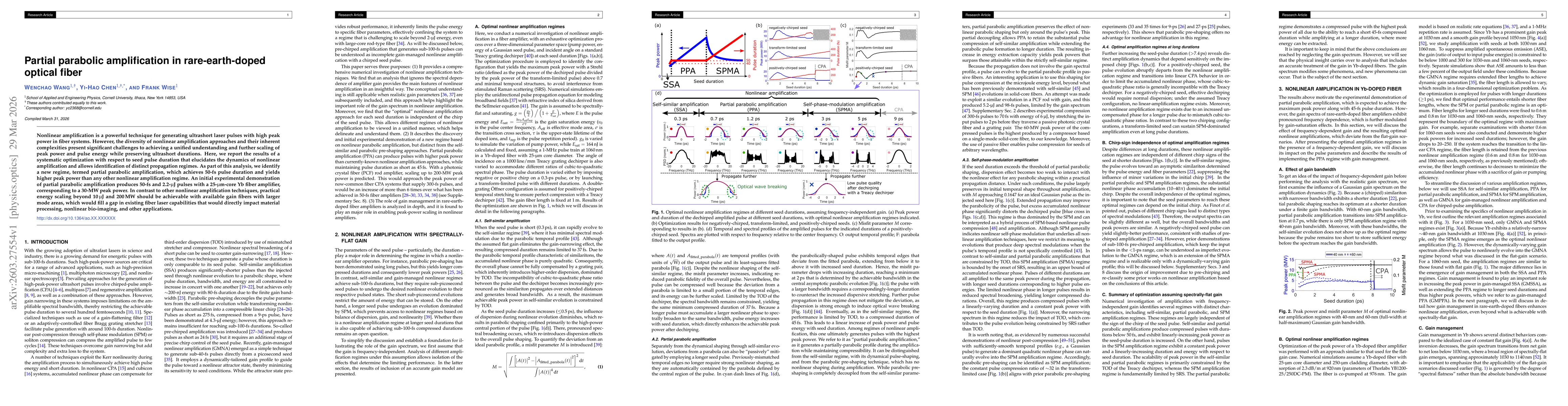 Thumbnail for Partial parabolic amplification in rare-earth-doped optical fiber