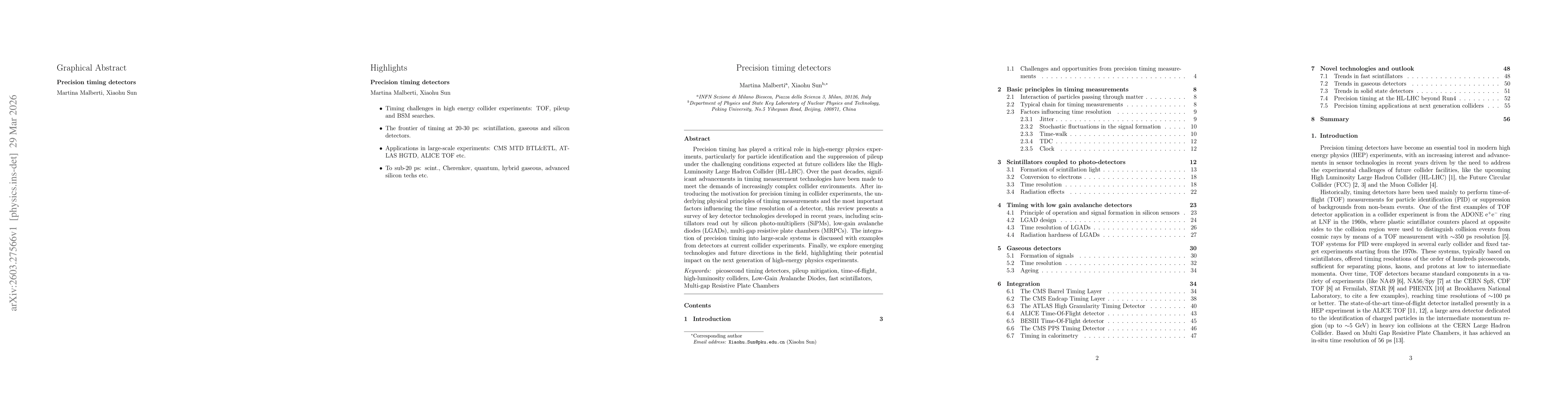 Thumbnail for Precision timing detectors