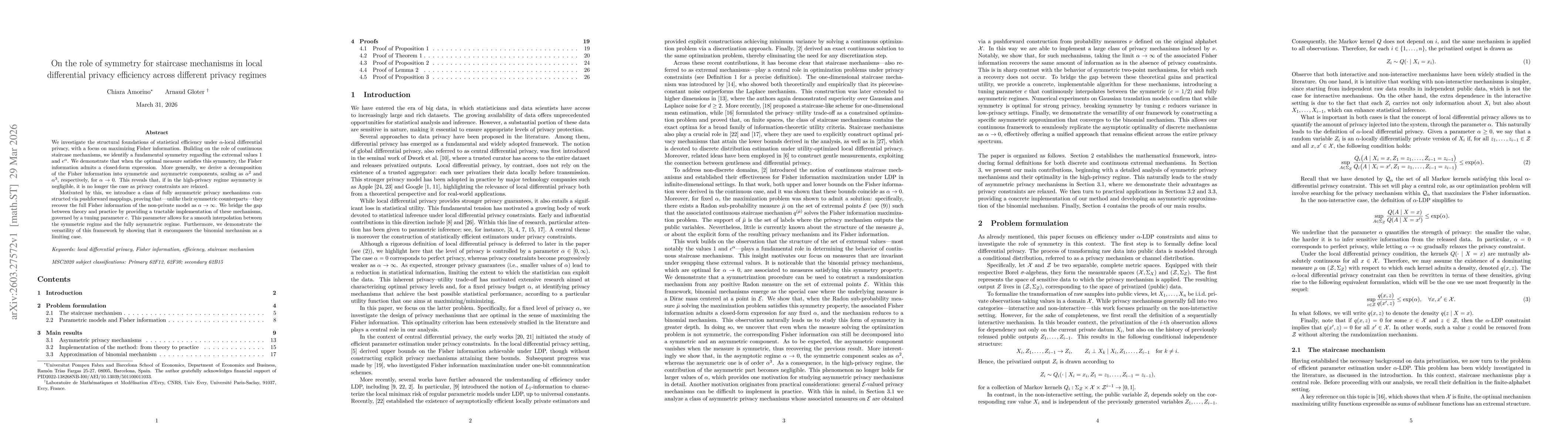 Thumbnail for On the role of symmetry for staircase mechanisms in local differential privacy efficiency across different privacy regimes