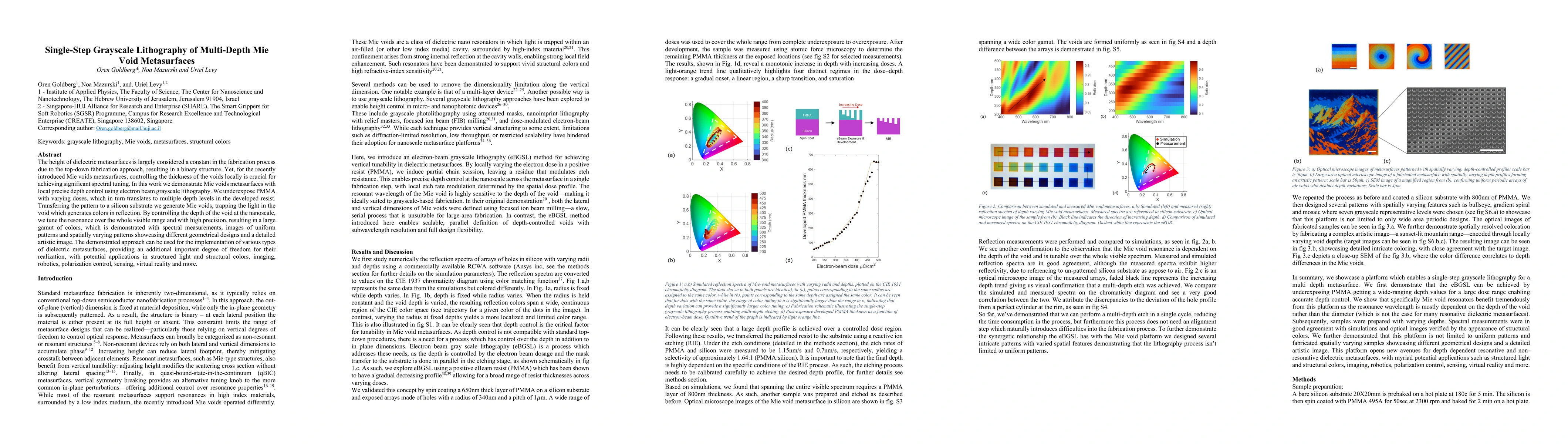 Thumbnail for Single-Step Grayscale Lithography of Multi-Depth Mie Void Metasurfaces
