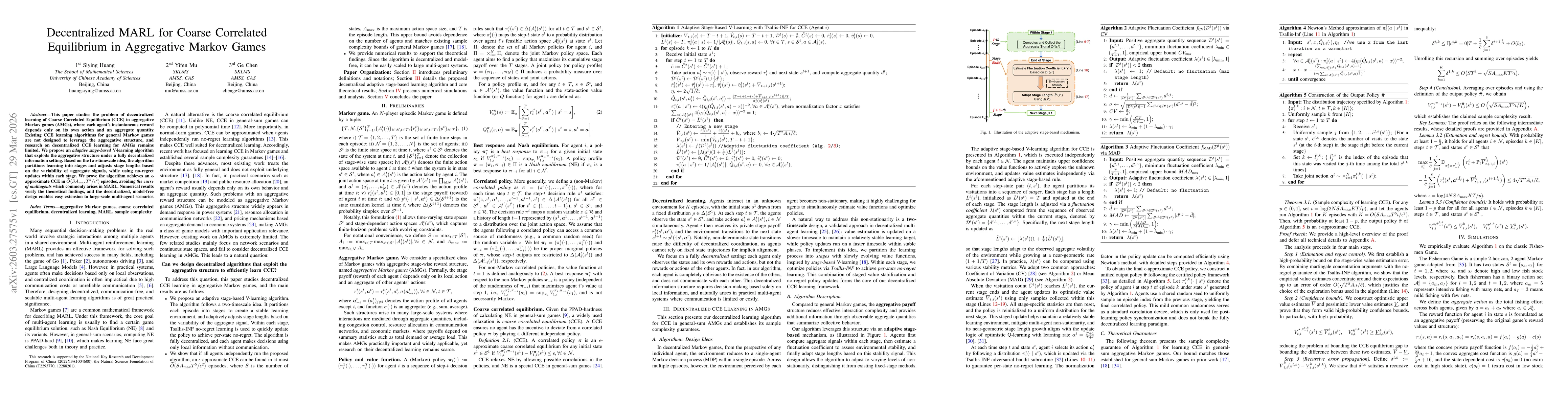 Thumbnail for Decentralized MARL for Coarse Correlated Equilibrium in Aggregative Markov Games