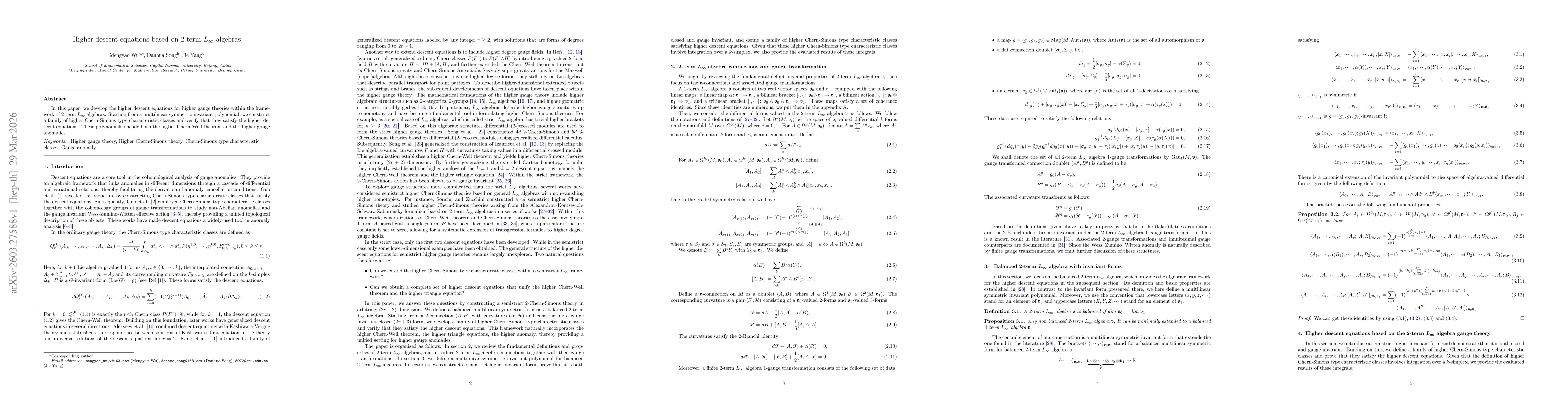 Thumbnail for Higher descent equations based on 2-term $L_{\infty}$ algebras