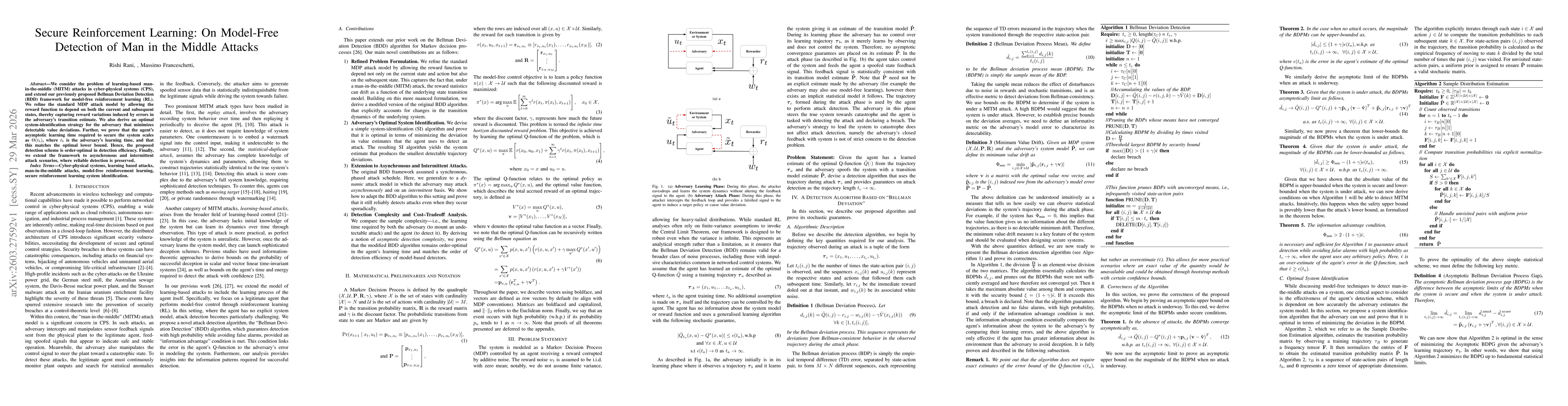 Thumbnail for Secure Reinforcement Learning: On Model-Free Detection of Man in the Middle Attacks