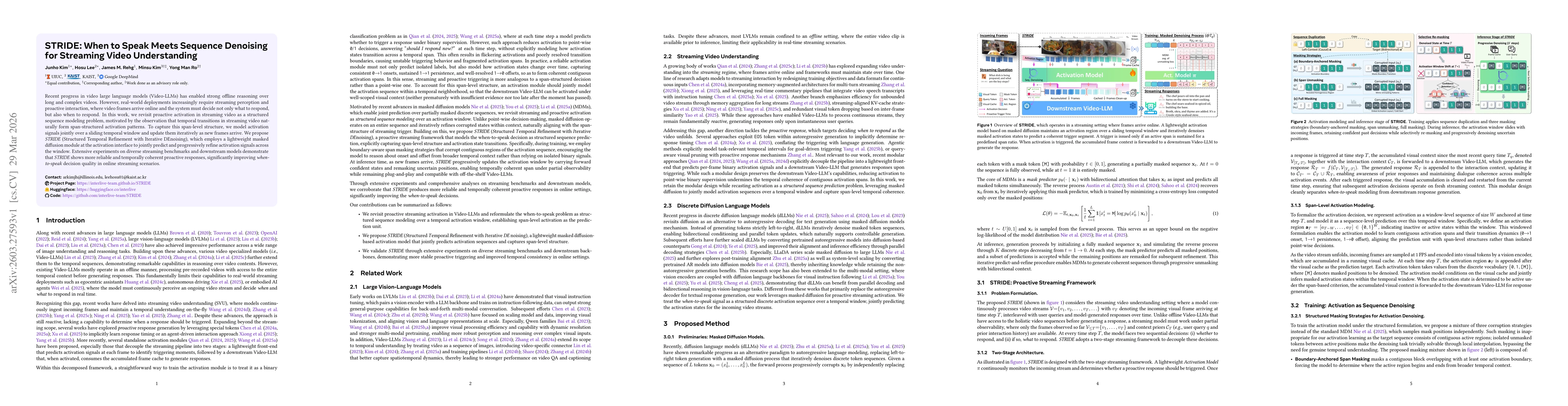 Thumbnail for STRIDE: When to Speak Meets Sequence Denoising for Streaming Video Understanding