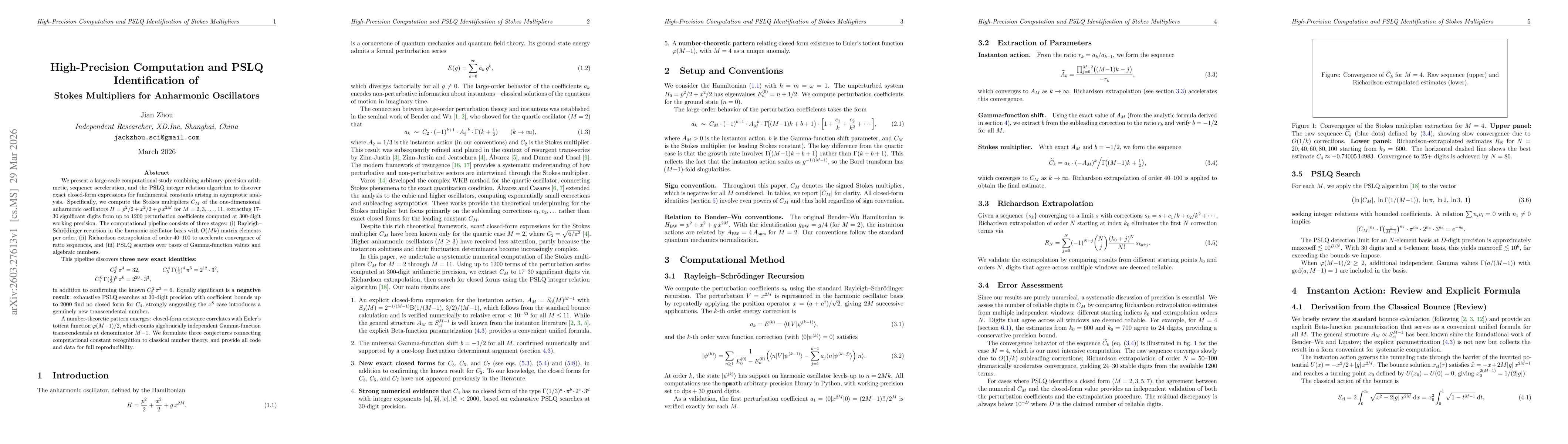Thumbnail for High-Precision Computation and PSLQ Identification of Stokes Multipliers for Anharmonic Oscillators