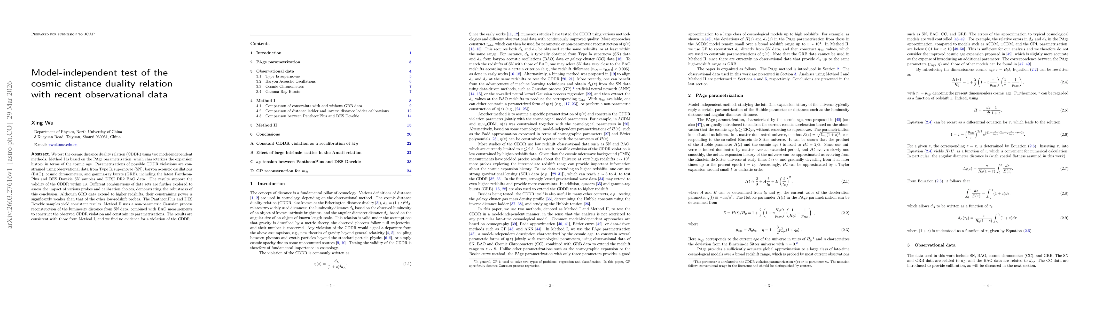 Thumbnail for Model-independent test of the cosmic distance duality relation with recent observational data