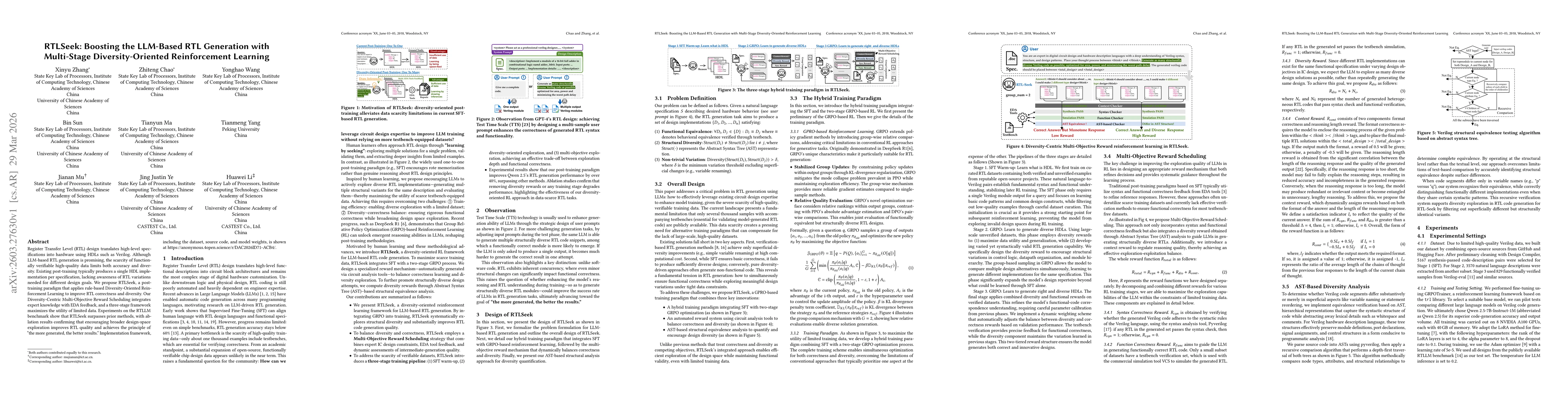 Thumbnail for RTLSeek: Boosting the LLM-Based RTL Generation with Multi-Stage Diversity-Oriented Reinforcement Learning