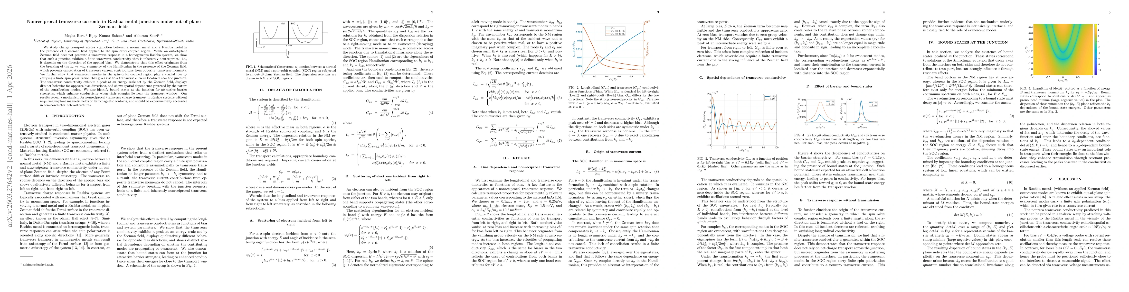 Thumbnail for Nonreciprocal transverse currents in Rashba metal junctions under out-of-plane Zeeman fields