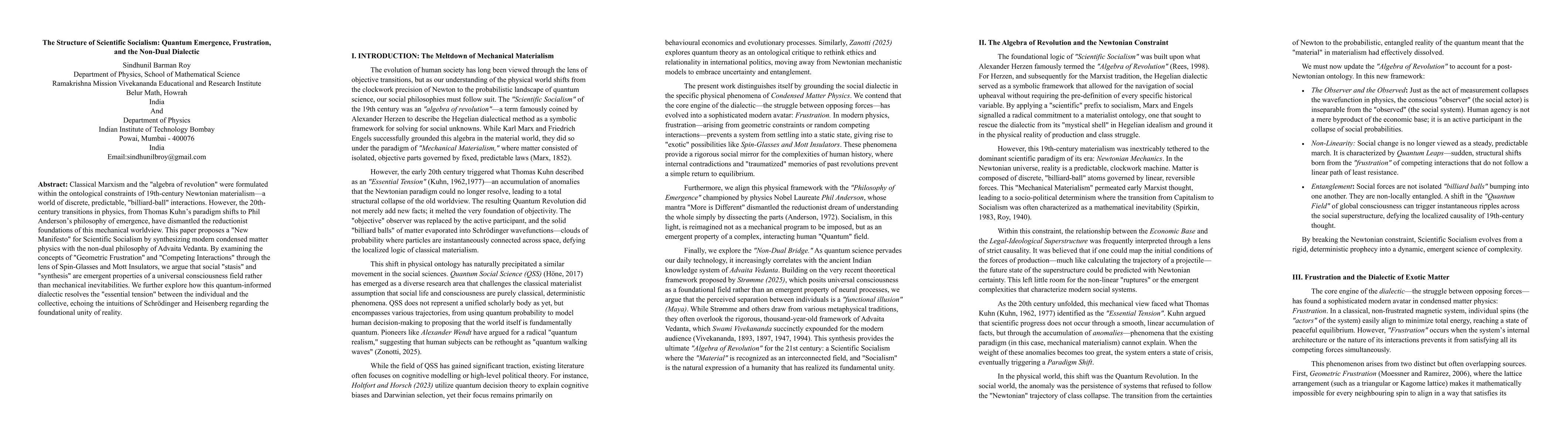 Thumbnail for The Structure of Scientific Socialism: Quantum Emergence, Frustration, and the Non-Dual Dialectic
