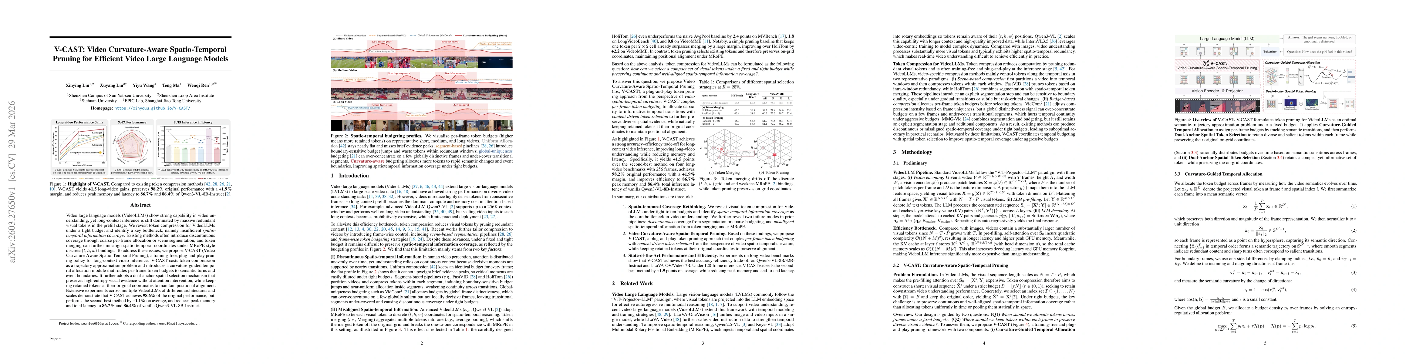 Thumbnail for V-CAST: Video Curvature-Aware Spatio-Temporal Pruning for Efficient Video Large Language Models